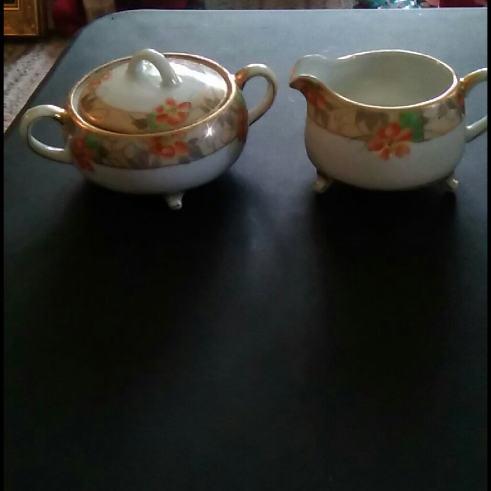 Elegant Porcelain hand painted Nippon cream&sugar